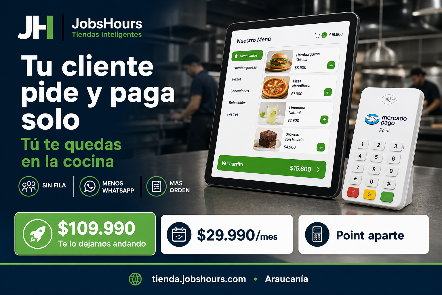 Tablet de pedidos en mostrador